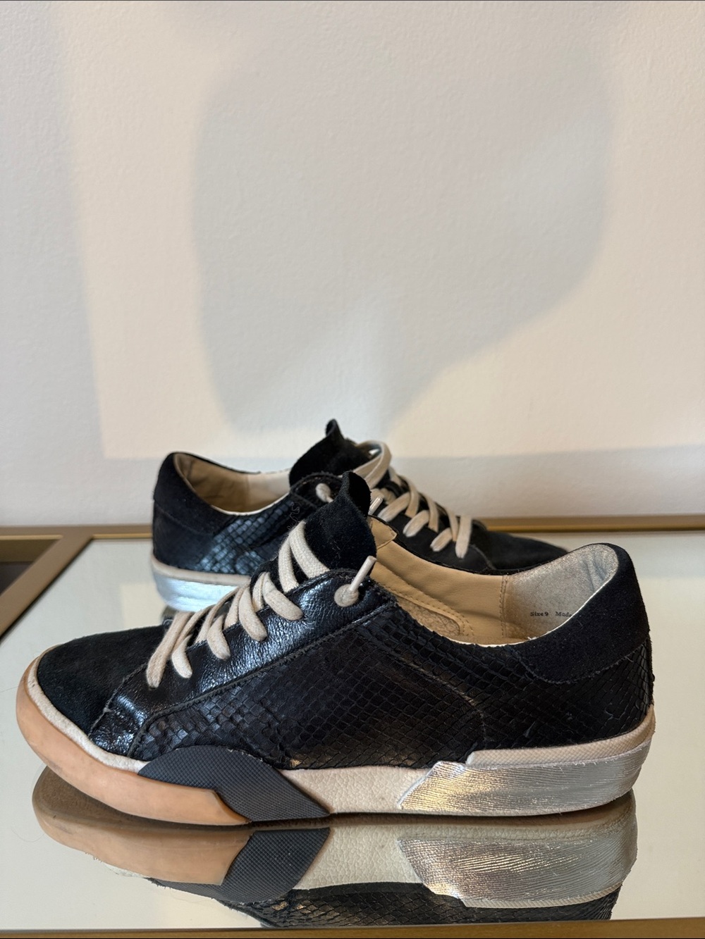 Dolce Vita Black Suede Sneakers with Tan Soles